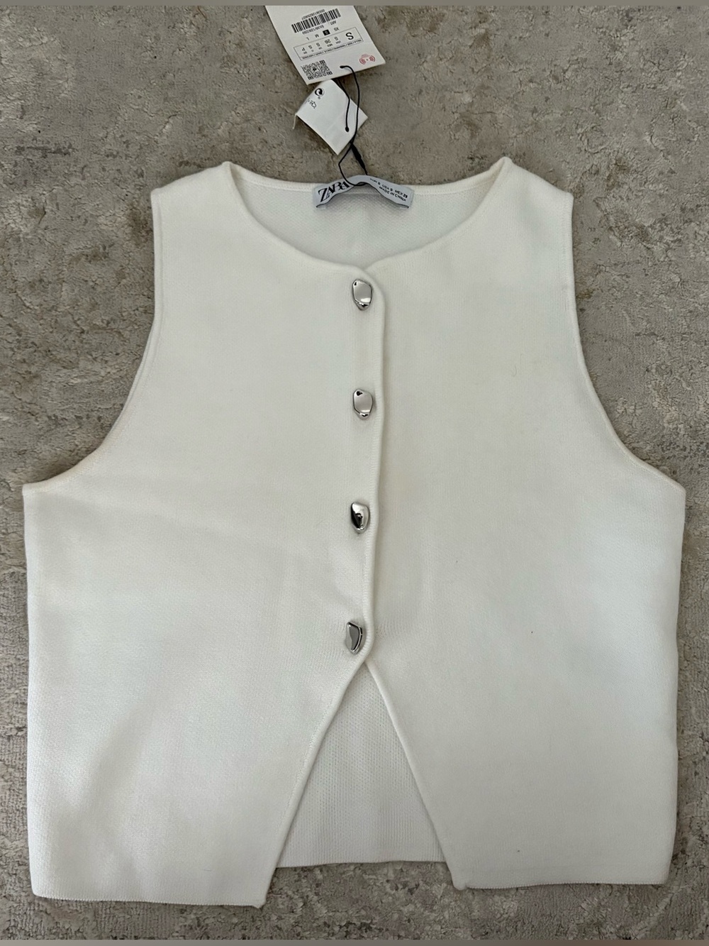 Zara Ivory Button-Front Knit Tank